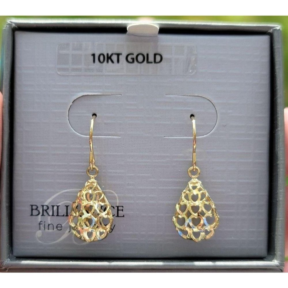 10K Gold Filigree Teardrop Earrings